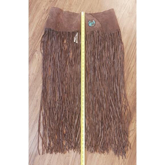 Award Winning Designer Long Chocolate Fringe Belt Suede Leather NWT Turquoise